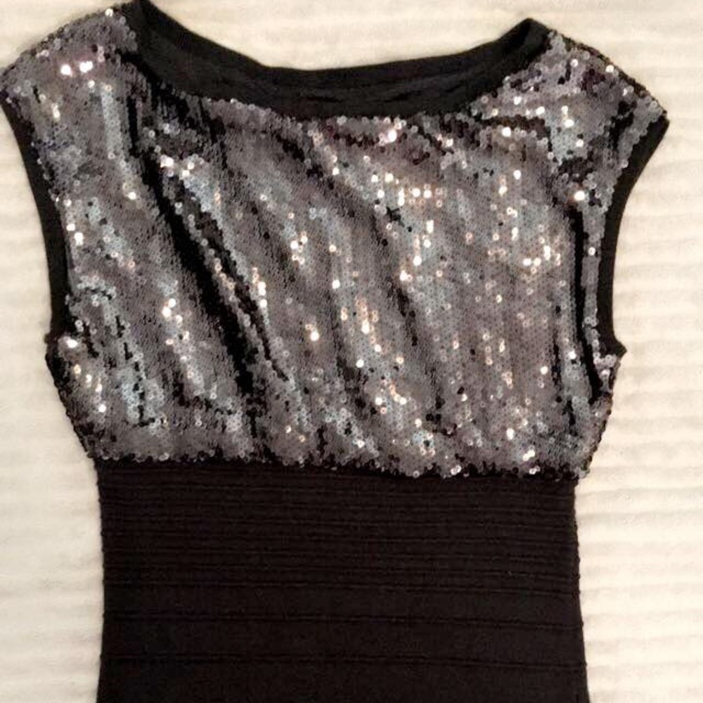 Dark Charcoal Grey Sequin Dress